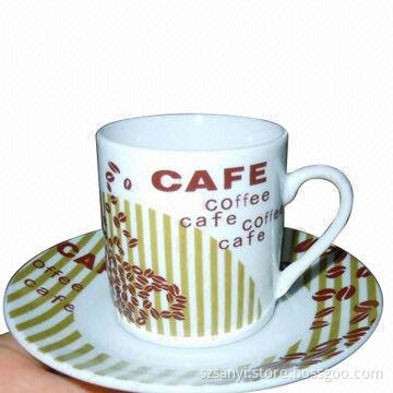 12-pieces Coffee Cup and Saucer, Made of Porcelain